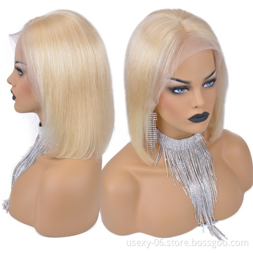 Pink Color Bob Lace Front Wigs Human Hair Wholesale 613 Blonde Blue Red Grey Green Ombre Short Bob Wigs For Black Women